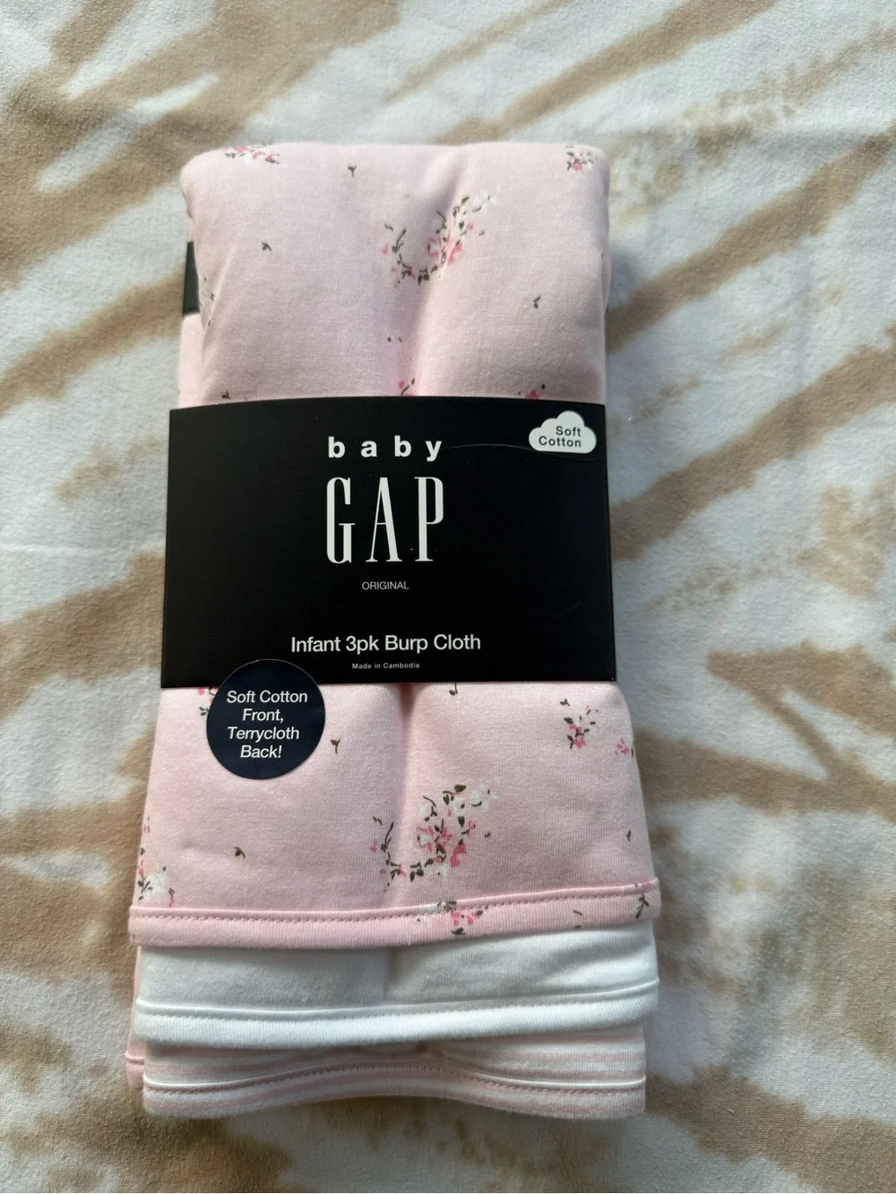 GAP Pink, Floral, Stripe 3-Pack Burp Cloths
